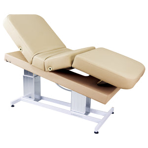 Spa treatment table with fully motorized dual pedestals for all spa treatments.